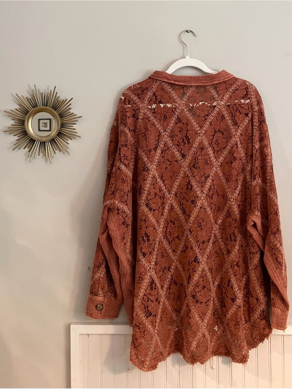 Oli & Hali Lace Button-Up Shirt Jacket in Terracotta NWOT - Picture 2 of 9